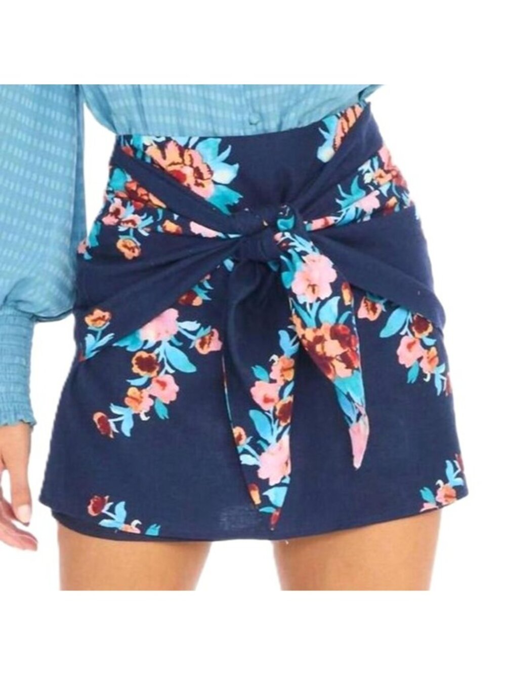 Allison New York Janis Mini Skirt Navy Floral Size Extra Small New